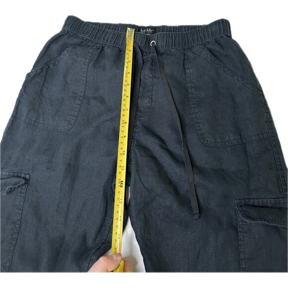 Nicole Miller 100% European Flex Linen Black Cargo Jogger Pants M Women’s - Picture 5 of 7